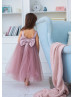 Empire Waist Mauve Pink Satin Tulle Flower Girl Dress